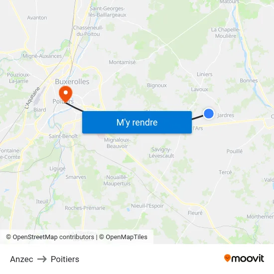 Anzec to Poitiers map