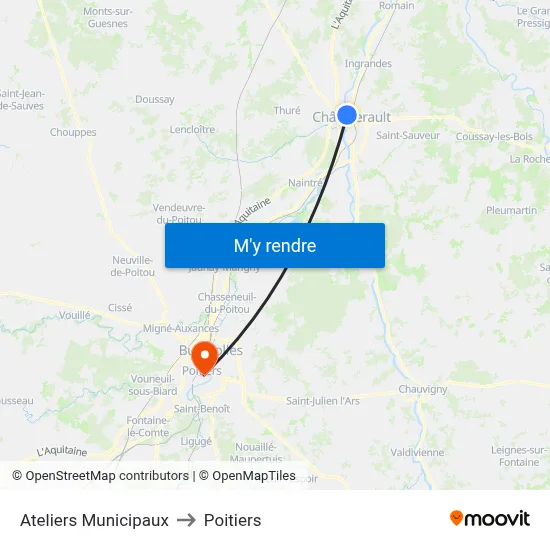 Ateliers Municipaux to Poitiers map