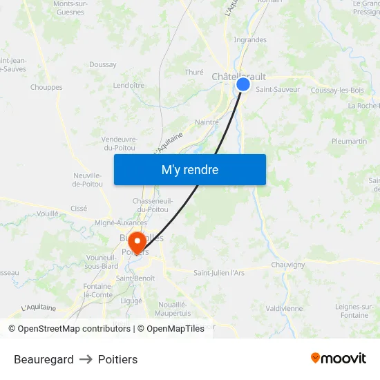 Beauregard to Poitiers map