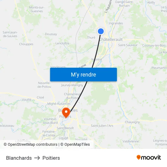 Blanchards to Poitiers map