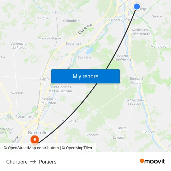 Chartière to Poitiers map