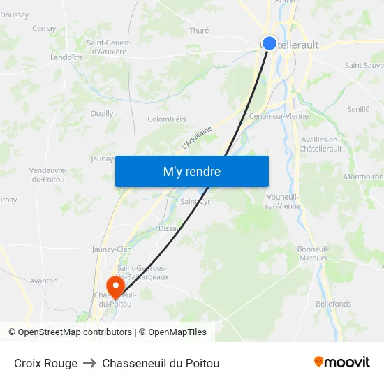Croix Rouge to Chasseneuil du Poitou map