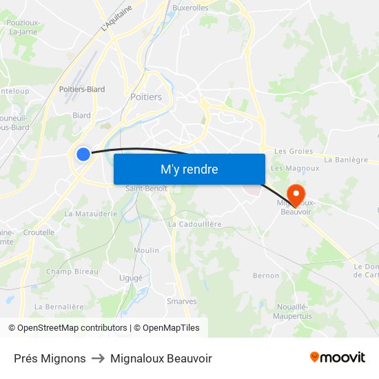 Prés Mignons to Mignaloux Beauvoir map