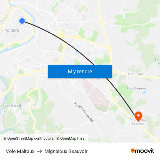 Voie Malraux to Mignaloux Beauvoir map