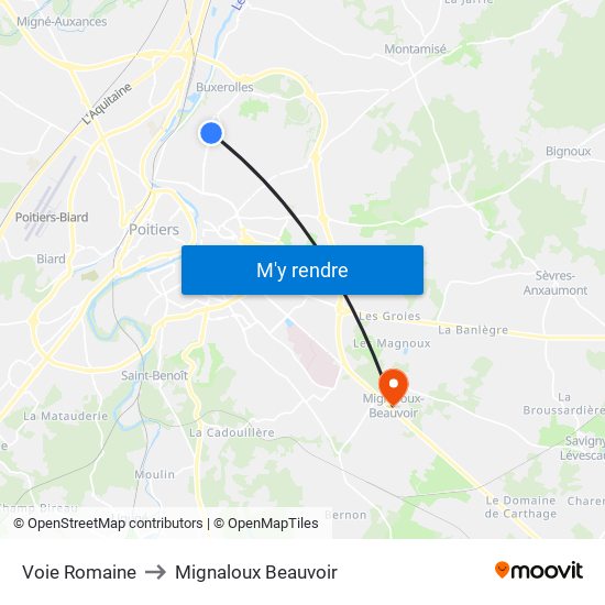 Voie Romaine to Mignaloux Beauvoir map