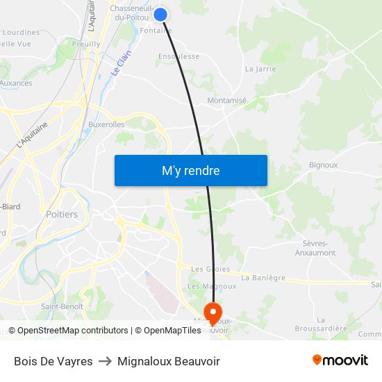 Bois De Vayres to Mignaloux Beauvoir map