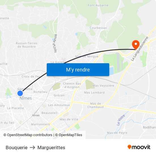 Bouquerie to Marguerittes map