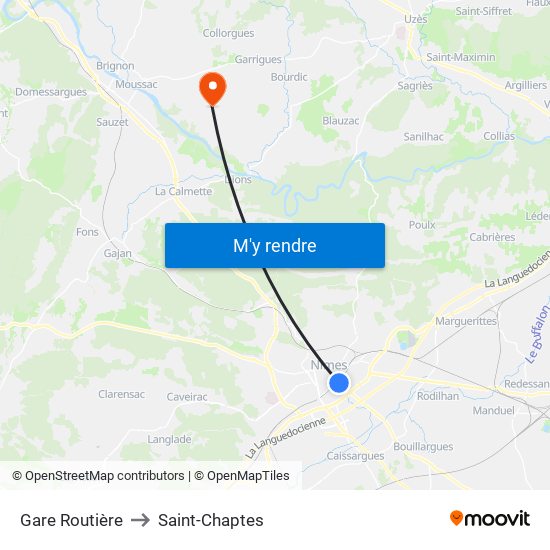 Gare Routière to Saint-Chaptes map