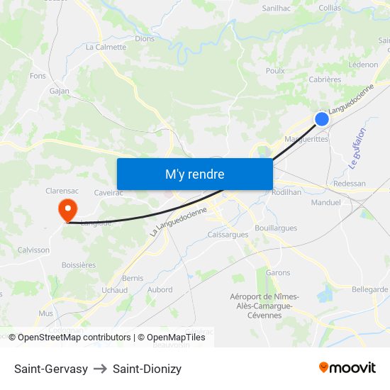 Saint-Gervasy to Saint-Dionizy map