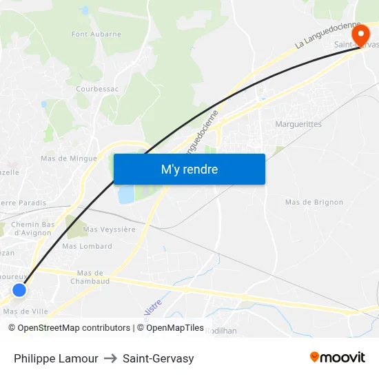 Philippe Lamour to Saint-Gervasy map
