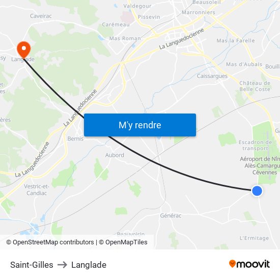 Saint-Gilles to Langlade map