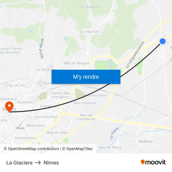 La Glaciere to Nîmes map