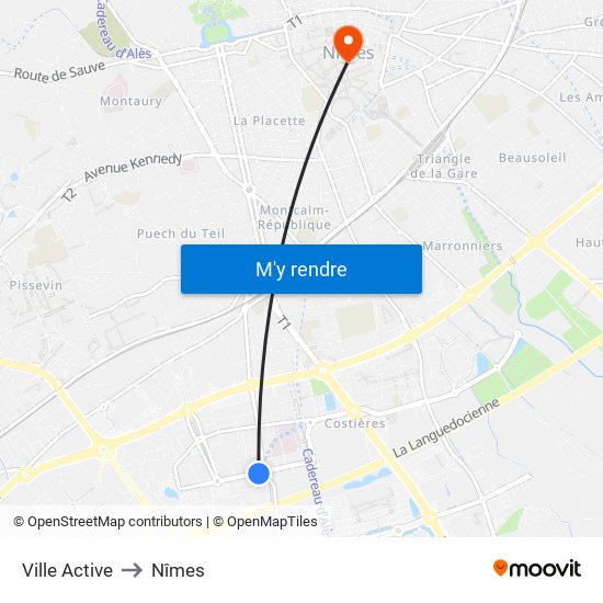 Ville Active to Nîmes map