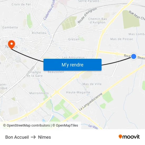 Bon Accueil to Nîmes map