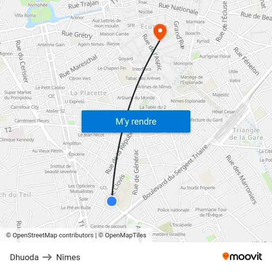 Dhuoda to Nîmes map
