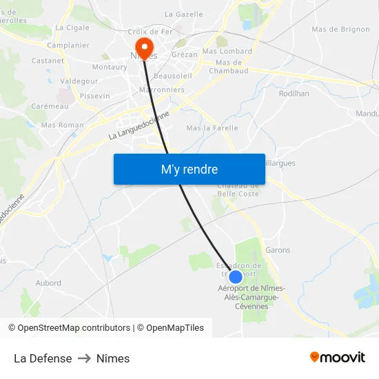 La Defense to Nîmes map