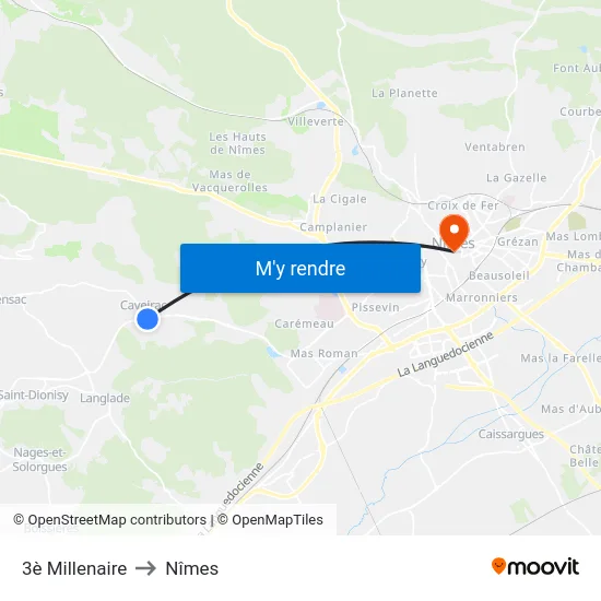 3è Millenaire to Nîmes map