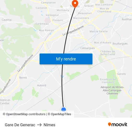 Gare De Generac to Nîmes map