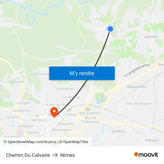 Chemin Du Calvaire to Nîmes map