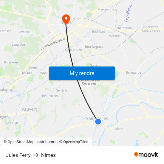 Jules Ferry to Nîmes map