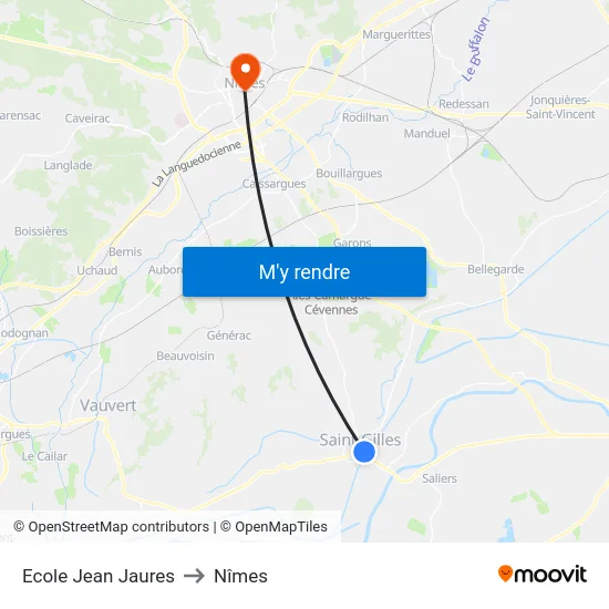 Ecole Jean Jaures to Nîmes map