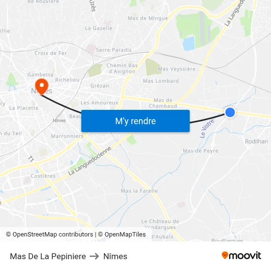 Mas De La Pepiniere to Nîmes map