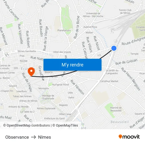 Observance to Nîmes map