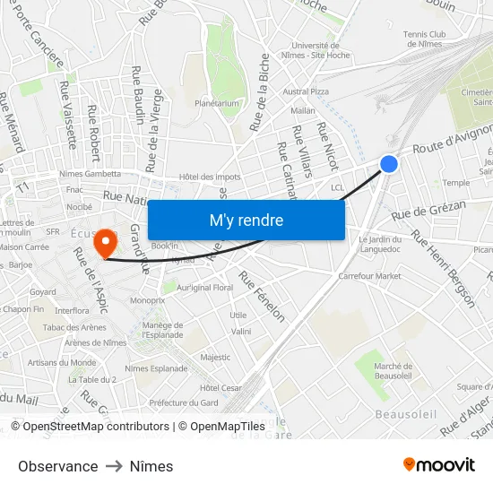 Observance to Nîmes map