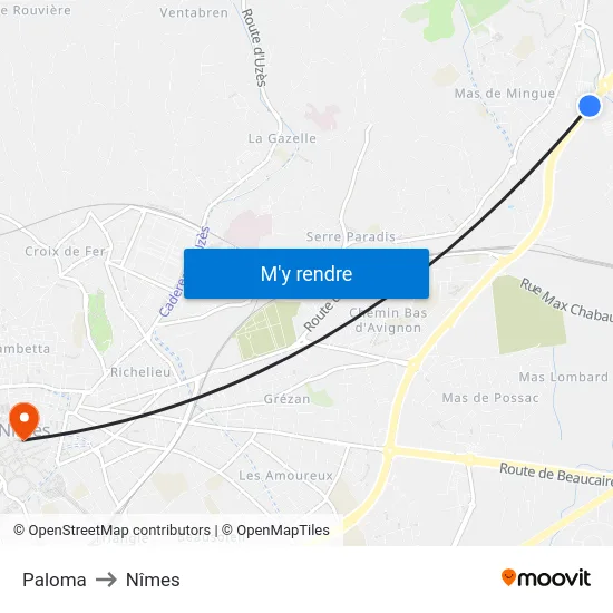 Paloma to Nîmes map