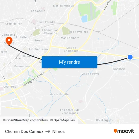 Chemin Des Canaux to Nîmes map