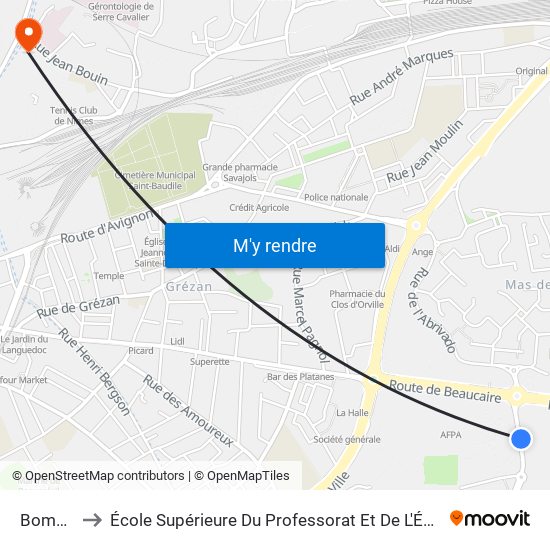 Bompard to École Supérieure Du Professorat Et De L'Éducation (Espe) map