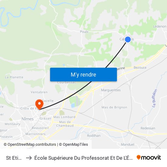 St Etienne to École Supérieure Du Professorat Et De L'Éducation (Espe) map