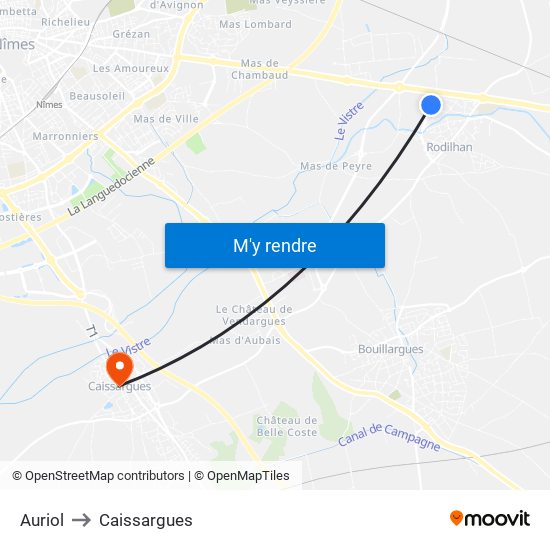 Auriol to Caissargues map