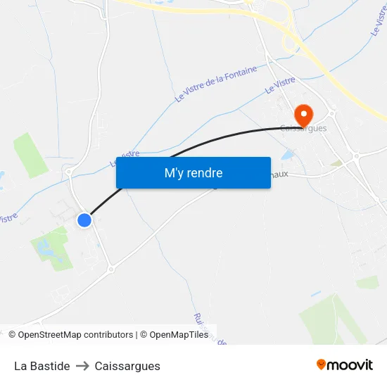 La Bastide to Caissargues map