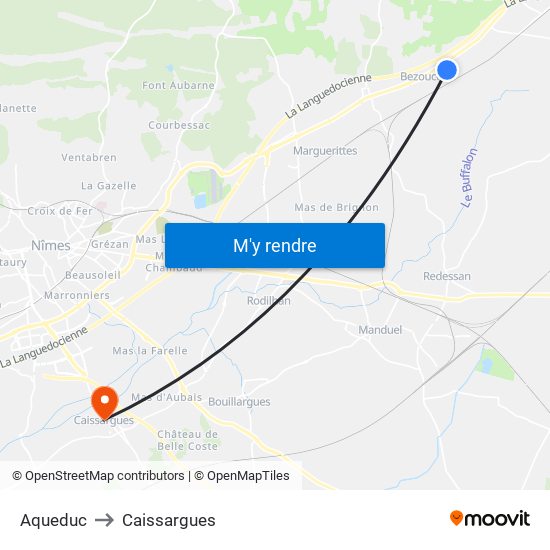 Aqueduc to Caissargues map