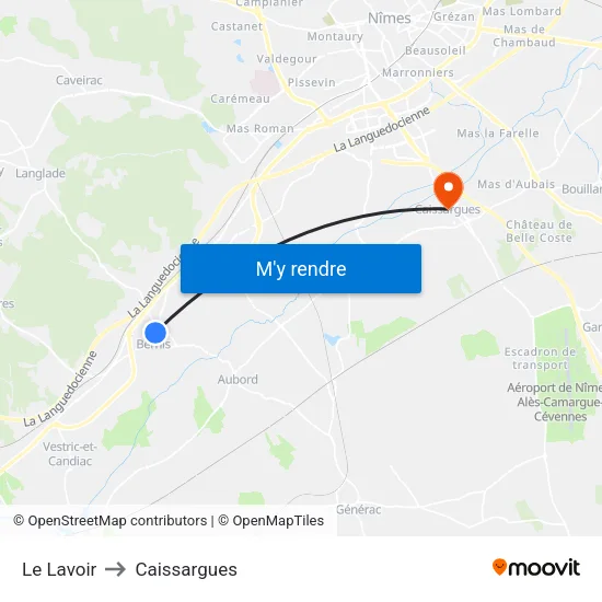 Le Lavoir to Caissargues map