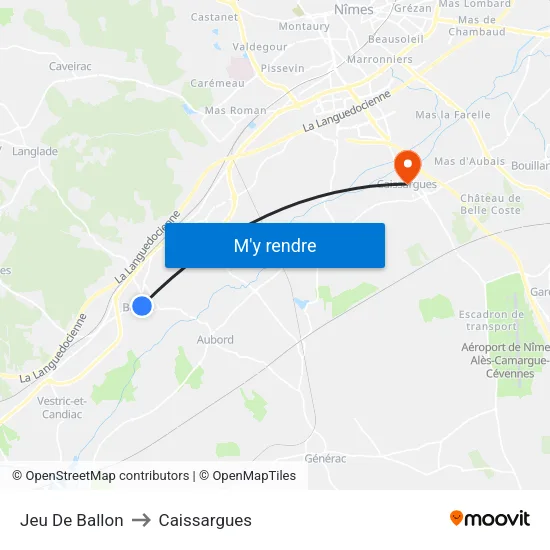 Jeu De Ballon to Caissargues map