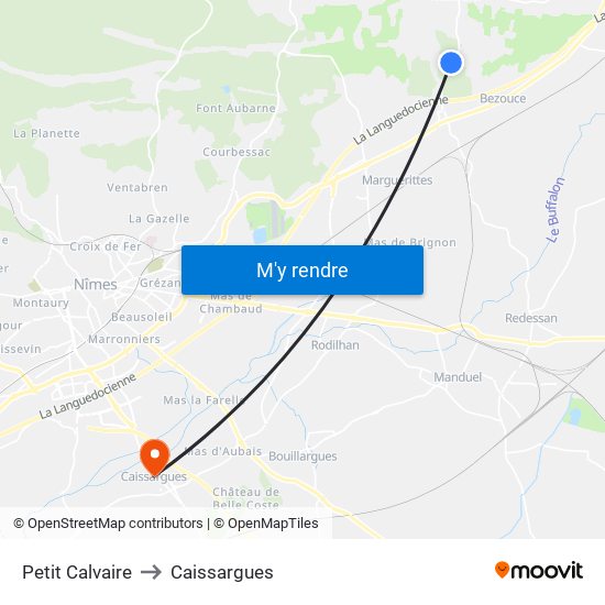 Petit Calvaire to Caissargues map