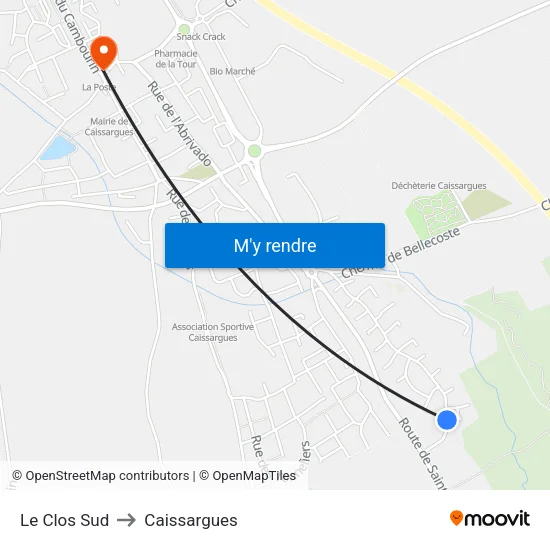 Le Clos Sud to Caissargues map