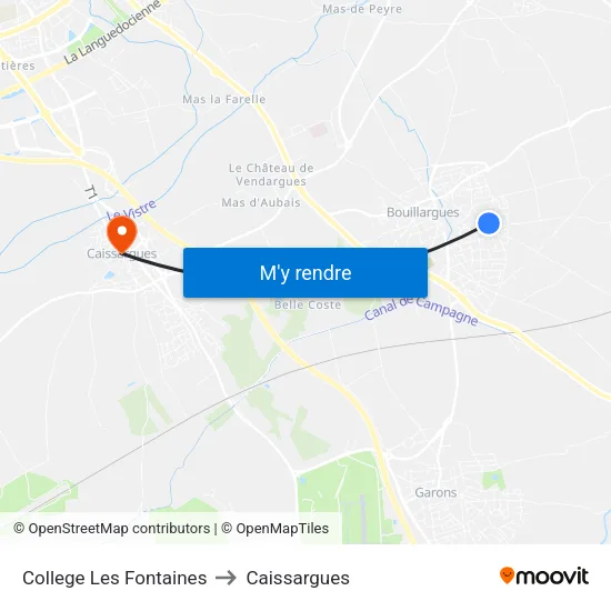 College Les Fontaines to Caissargues map