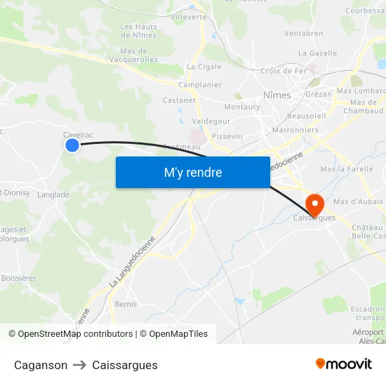 Caganson to Caissargues map