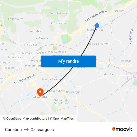 Canabou to Caissargues map