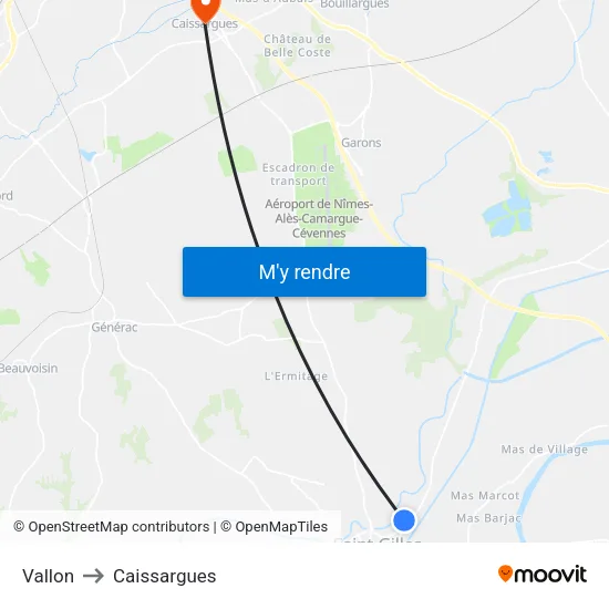 Vallon to Caissargues map