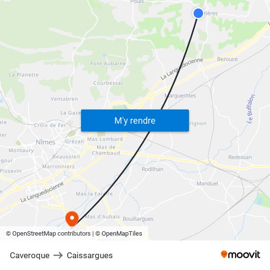 Caveroque to Caissargues map