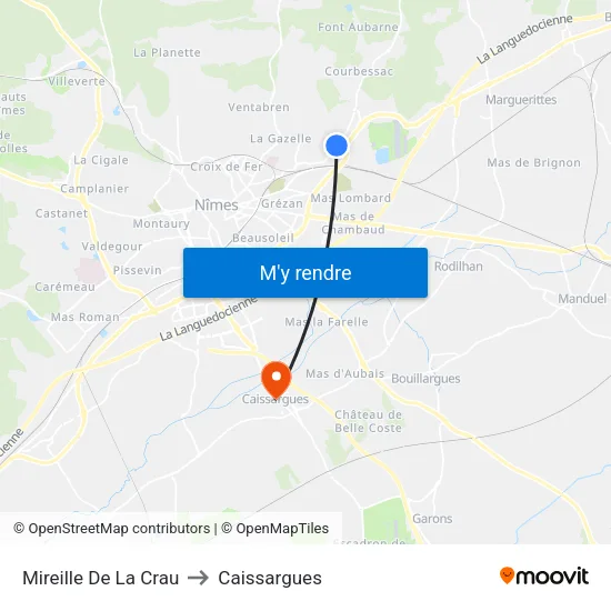 Mireille De La Crau to Caissargues map