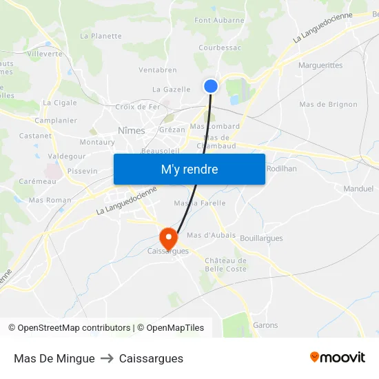 Mas De Mingue to Caissargues map