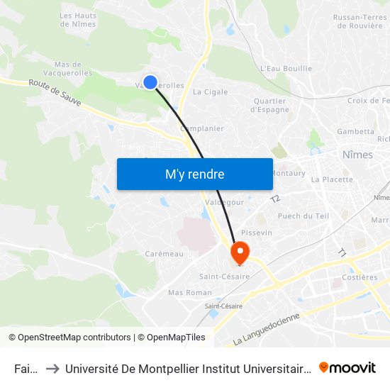 Fairway to Université De Montpellier Institut Universitaire De Technologie De Nîmes map