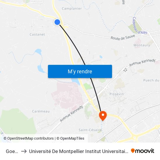 Goelands to Université De Montpellier Institut Universitaire De Technologie De Nîmes map