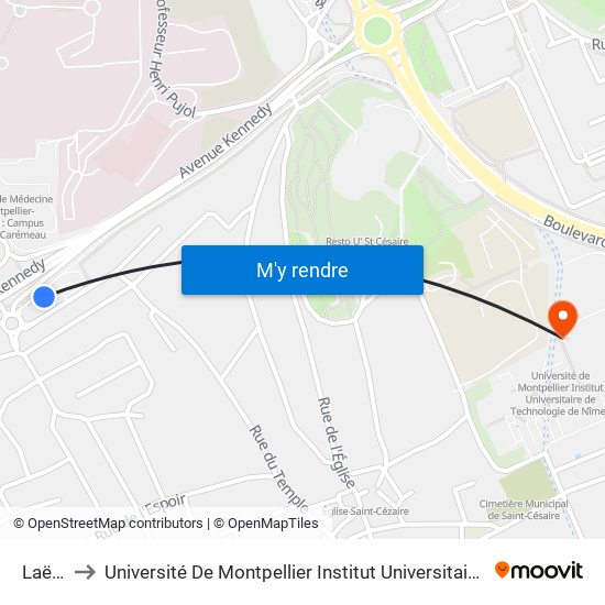 Laënnec to Université De Montpellier Institut Universitaire De Technologie De Nîmes map