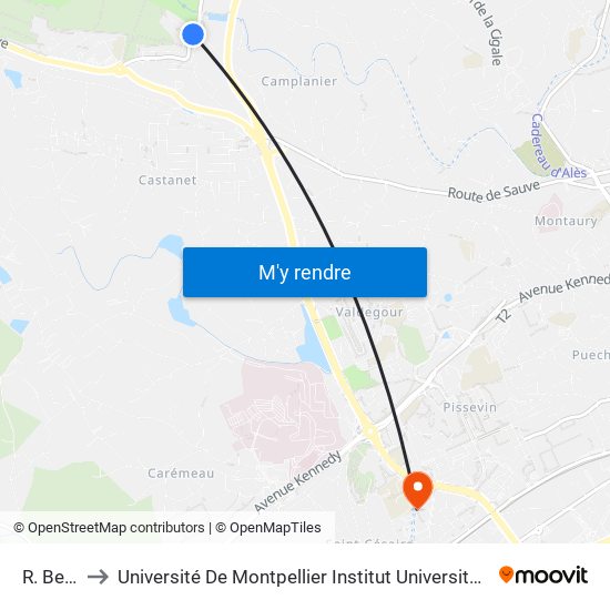 R. Bertreux to Université De Montpellier Institut Universitaire De Technologie De Nîmes map